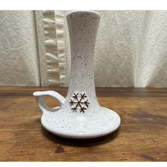 Vintage Onion River Studio Pottery VT Snowflake Candle Stick Holder Bud Vase - Picture 1 of 10